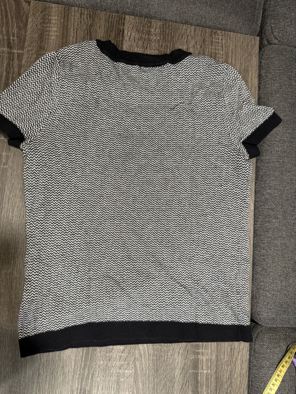 Maison Jules Black & White Chevron Knit Tee with Contrasting Trim - Picture 9 of 10